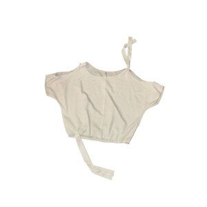 Off-Shoulder White Crop Top With Adjustable Tie Straps By Point